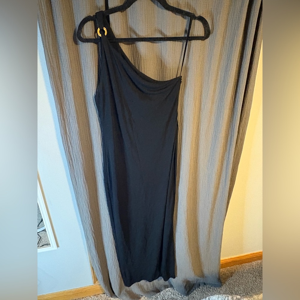 Vintage Ralph Lauren One-Shoulder Dress black